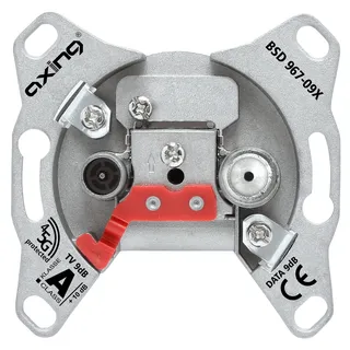 Axing BSD 967-09X Multimedia-Enddose 9 dB 5-1800 MHz Kabelfernsehen TV Steckdose Breitband Rückkanal-tauglich CATV DATA,Metall