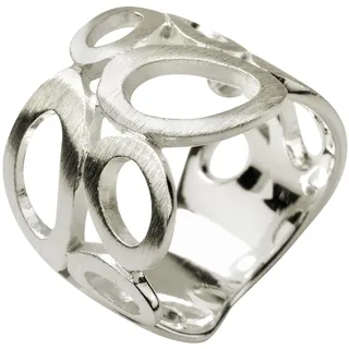 SILBERMOOS Damen Ring Motiv Bandring oval matt breit Sterling Silber 925, Größe:60
