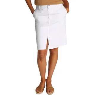 Tommy Hilfiger Damen Jeansrock Straight Knielang, Weiß (Th Optic White), 40
