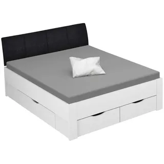 Xora Stauraumbett , Weiß , Holzwerkstoff , 4 Schubladen , 160x200 cm , Made in Germany , gepolstertes Kopfteil, Lattenrosthöhe individuell einstellbar, in verschiedenen Holzdekoren erhältlich, mit Schubkästen, in verschiedenen Größen erhältlich , Babymöbel & Kindermöbel, Kinderzimmer & Jugendzimmer, Kinderbetten, Kinderbetten & Jugendbetten