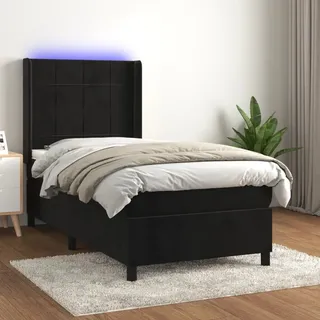 Möbel Bettrahmen mit Lattenrost,Boxspringbett mit Matratze & LED Schwarz 90x200 cm Samt - Schlafzimmer Betten"Design 2024" DE43197944 - Schwarz