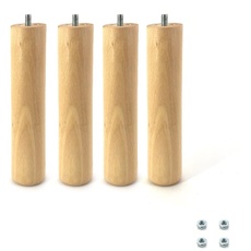 Cortassa Set mit 4 Füßen für Lattenrost, Universal-Beinbeine aus Buchenholz (22 cm), braun