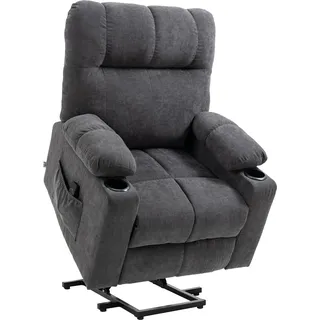 HOMCOM Sessel mit Aufstehhilfe, Elektrischer Relaxsessel mit Massagefunktion, Fernsehsessel mit Heizfunktion, Kinosessel mit Flanelloptik, Dunkelgrau 91 x 95 x 109 cm - Dunkelgrau