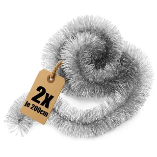 com-four® 400 cm Girlande Weihnachten - 2X 200 cm Tannengirlanden für eine perfekte Weihnachtsdekoration - Weihnachtsdeko für Christbaum