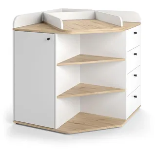 Vicco Wickelkommode Aria Weiß 85 x 90 cm mit Regalen und 4 Schubladen , Holzwerkstoff , Rechteckig , 85x90x85 cm , Babymöbel & Kindermöbel, Babyzimmer, Wickelkommoden & Zubehör, Wickelkommoden