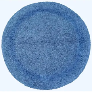 Homescapes Runde Badematte blau, Premium Badvorleger 80 cm, Badteppich Baumwolle mit Wende-Design