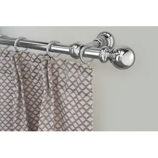 GARESA »ANDREA« grau (chromfarben), L:370cm Ø:20mm, Metall, Gardinenstangen, Gardinenstange, Vorhanggarnitur, verlängerbar, Endknopf Kugel lang, mit Ringen,