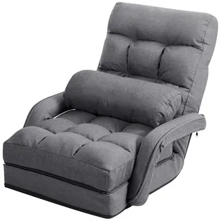 Costway Klappsofa verstellbar, Bodenstuhlsofa mit Armlehnen und Kissen Grau - Grau