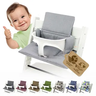 Sitzkissen Ersatzbezug Bezug Kissen-Set Sitzverkleinerer kompatibel mit Stokke Tripp Trapp für Hochstuhl-Kinderstuhl Mod. 2 (org. hellgrau)