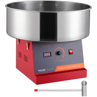 Vevor Elektrische Zuckerwattemaschine, 1000 W Zuckerwattegeräte, Kommerzielle Zuckerwattemaschine mit Edelstahlschüssel & Zuckerlöffel, Perfekt für Kindergeburtstage zu Hause, Familienfeiern (Rot)