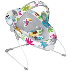 MoMi TULI Babywippe für Babys bis 9 kg, 58 x 49 x 53 cm, 3-Punkt-Sicherheitsgurt, Metallgestell mit Antirutsch-Füßchen, sensorisches Modul mit Melodien und Vibration