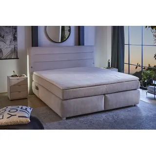 Jockenhöfer Gruppe Boxspringbett »Livia« inklusive LED-Beleuchtung, 4x USB-Ladeports, 7-Zonen-TTFK-Matratze, grau