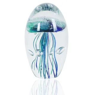 EUSTUMA Handgeblasenes Glas Quallen Figur Ornament, Meerestier Ornament für Aquarium Aquarium, Meerestiere Sammlung für Geburtstagsgeschenk, Glas Briefbeschwerer
