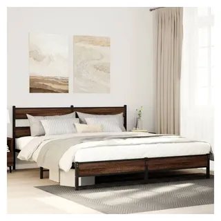 vidaXL Metallbett ohne Matratze Braun Eichen-Optik 200x200 cm