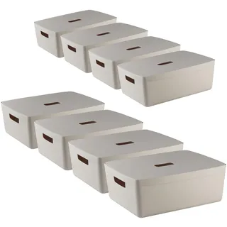 IDEA HOME FLEXISTORE 8 Stück Aufbewahrungsbox Kunststoff Organizer Box Körbe Aufbewahrung Kunststoffbox für Badezimmer Regal mit Deckel 19L
