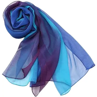 Ndier Seidentuch Sommer Ankunft Mode Chiffon Schals Gradient Farben Georgette Weibliche Seidenschals 50 * 160Cm-Blau Lila