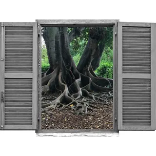 Queence Wandtattoo »Baumwurzeln« Wandsticker, Wandbild, selbstklebend, 3D, Fenster, grün