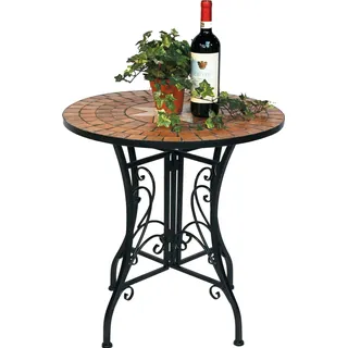 DanDiBo Tisch Mosaik Metall Mosaiktisch Ø 60 cm 12001 Gartentisch Mediterran Wetterfest Bistrotisch Beistelltisch Garten mit Naturstein - Schwarz, Bunt, Orange