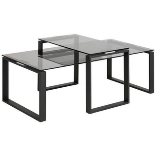 Livetastic Couchtisch Schwarz, Metall, Glas, rechteckig, eckig, 55x45x115 cm