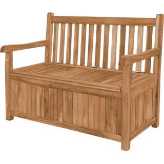 Teako Design Truhenbank Piceno aus Teakholz – Gartenbank mit Stauraum, wetterfest & elegant (120 cm)
