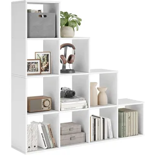 VASAGLE Bücherregal 129,5 x 29,0 x 129,5 cm Weiß