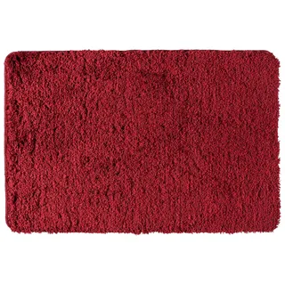WENKO Badteppich Mélange Chili, 60 x 90 cm - Badematte, sicher, flauschig, fusselfrei, Polyester, 60 x 90 cm, Rot