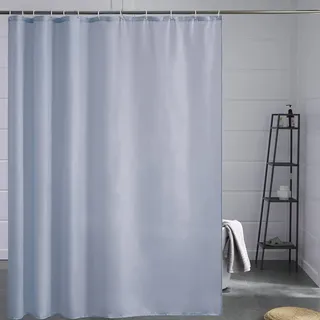 Furlinic Duschvorhang Überlänge für Badezimmer, Badvorhang Anti-schimmel Textil für Badewanne und Dusche, Vorhang aus Stoff Antibakteriell Waschbar, mit 12 Haken Extra Groß Grau Blau 200x240cm.