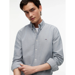 Langarmhemd TOMMY JEANS "TJM REGULAR OXFORD", Herren, Gr. S (46), N-Gr, blau (schwarz night navy), Web, Obermaterial: 100% Baumwolle, regular fit normal, Rundhals, eingesetzt 1-Knopf-Manschette mit Schlitz, Hemden Langarmhemd, mit Rundhalsausschnitt, Button-down-Kragen