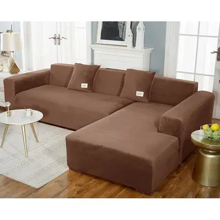 uyeoco Samt Sofabezug L-Form Couchbezug Weich 1 Stück Elastische Lounge-Sessel Sofahusse waschbare Katzen Hunden Möbelschutz (Color : I, Size : 145-185cm)