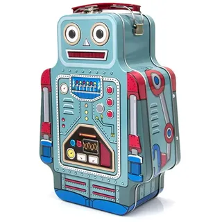 Suck UK - Robotor Lunch Box | Brotdose Im Coolen Vintage Robotor-design | Robot | Blechdose | Aufbewahrungsbox | Pausenbrot | Frischhaltedose | Dose Mit Tragegriff | Essensbox | Jausenbox Kinder