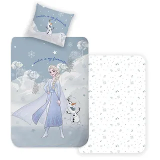 Disney Home Frozen Kinder Wendebettwäsche Set 135x200 - Kopfkissenbezug 80x80-2-teilig Frozen ELSA und Olaf Bettwäsche, Weich und angenehm auf der Haut, Super weiche Renforce 100% Baumwolle