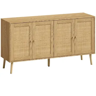 Homcom Sideboard MDF Naturholz Natur , Naturfarben , Holz , Nachbildung,Kiefer , 2 Fächer , konisch , 40x75x140 cm , Kleinmöbel, Kommoden, Sideboards