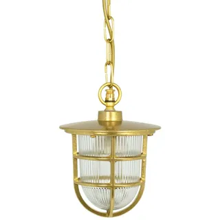 Außenlampe Echt-Messing Glas IP44 in Messing E27 rund Maritim Hängelampe Außen
