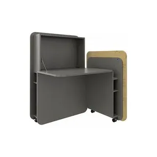 fm FLATup  Sekretär basalt/ wildeiche rechteckig, schwarz 107,0 x 41,5 - 91,0 cm