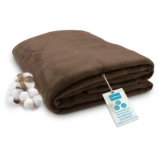 ZOLLNER Kuscheldecke flauschig in 150x200 cm - weiche und langlebige Sofadecke in braun - waschbar bis 40°C - Mischgewebe - mit elegantem Einfassband - Hotelqualität - Oeko Tex® Zertifiziert