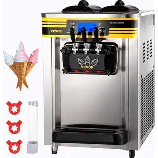 Vevor Kommerzielle Softeismaschine 2350 W Arbeitsplatte 22-30 L/Std.Softeismaschine Desktop, 3 Geschmack mit LCD-Display Eiscrememaschine Speiseeismaschine,