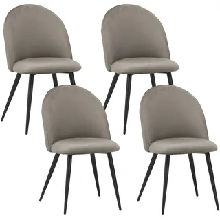 Albatros Esszimmerstühle mit Samt-Bezug 4er Set Grau - Stilvolles Vintage Design, Eleganter Polsterstuhl am Esstisch - Küchenstuhl oder Stuhl Esszimmer