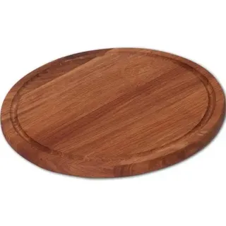 2X HOFMEISTER® Schneidebrett Eiche rund 30 cm mit Saftrille – massives Holzbrett für Küche und Tisch, klingenschonend, Handarbeit