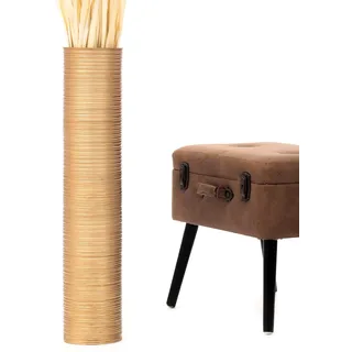 Leewadee Große Deko Bodenvase Für Dekozweige, Hohe Standvase Für Pampasgras, Design Holzvase, 65 cm, Gold