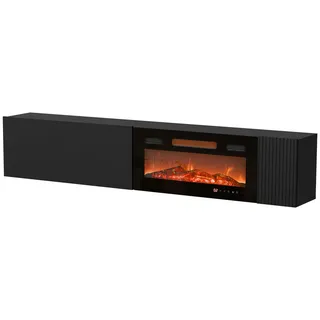 Mirjan24 Tv-Lowboard Capital 200 EF mit Kamin , Schwarz , Holzwerkstoff , Rechteckig,Rechteckig , 200x38x30 cm , Wohnzimmer, TV Möbel, Lowboards, Lowboards stehend