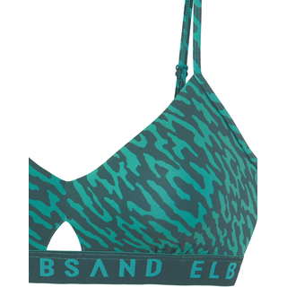 Bustier-Bikini ELBSAND, Damen, Gr. 34, Cup A/B, grün (petrol bedruckt), Recycling-Polyamid, Bikini-Sets Bustier-Bikini, mit Markenschriftzug
