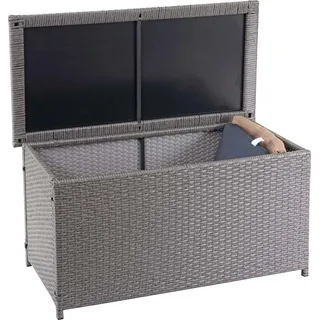 Poly-Rattan Kissenbox HWC-D88, Gartentruhe Auflagenbox Truhe Basic grau, 51x100x50cm 170l - Grau