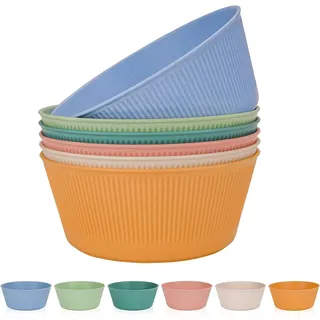 6 PCS Unzerbrechliches Salat Schüsseln Set, 60oz Große Camping Schüsseln Kunststoff Getreide Schüsseln Set für Picknick BBQ leichte Kinder Erwachsene Suppen Abendessen Dessert Servierschüssel Set