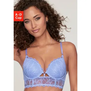 Push-up-BH LASCANA "Alicia", Damen, Gr. 85, Cup D, blau (kornblumenblau), Microtouch, Obermaterial: 90% Polyamid, 10% Elasthan, BHs Push-up-BH, in Bustier Form, sexy Dessous