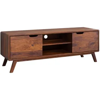 MASSIVMOEBEL24.DE TV-Board Sheesham 134x40x48 walnuss gewachst MALMÖ 2 #119 - Dunkelbraun
