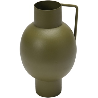 Bloomingville Strukturierte Metallvase mit Griff Vase, Eisen, Seladongrün, 4" L x 4" W x 7" H