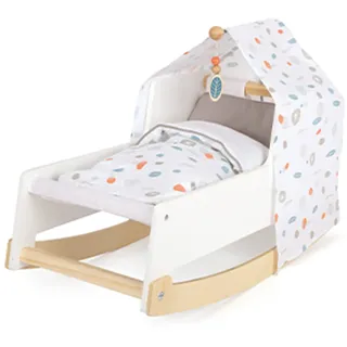 Small Foot Company small foot Puppenwiege Little Button, als Schaukelwiege und Liegestuhl verwendbar, ab 3 Jahren, 11813, Weiß