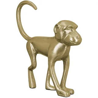 GILDE Deko Skulptur Tier Figur AFFE - aus Aluminium - Dekofigur Accessoire Wohnzimmer Büro - Geschenk - Farbe: Gold - Höhe 34 cm