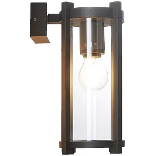 Lucande Wandleuchte außen Brienne (spritzwassergeschützt (Modern) in Schwarz aus Aluminium (1 flammig, E27) - Außenwandleuchten Wandlampe Led Außenlampe Outdoor für Außenwand/Hauswand
