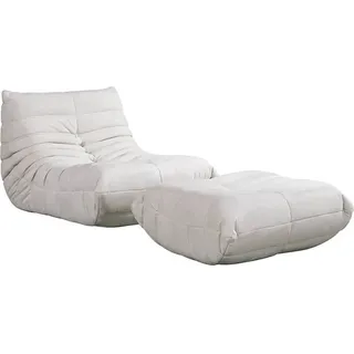 HOME DELUXE Relaxsessel mit Hocker CHILL - 102 x 87 x 70 cm | Sofa, Sessel, Couch, Liegesofa, Loungesessel - Beige